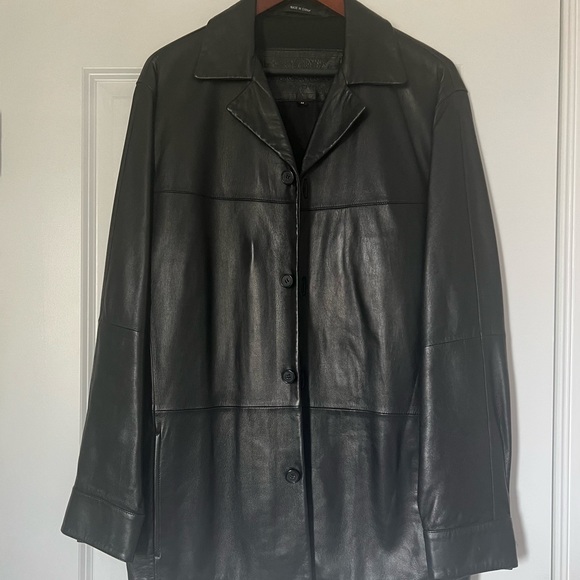 New Men’s Genuine Black Leather Bugatchi Jacket Blazer Coat Sz M - Picture 2 of 15